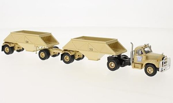 Mack Mack B-61T + 2 Bottom Dump Trailers (Open) 1957 - 1:64 - Neo Scale Models Mack Mack B-61T + 2 Bottom Dump Trailers (Open) 1957 - 1:64 - Neo Scale Models
