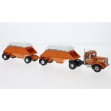 Peterbilt Peterbilt 281 SBFA 'Needle Nose' + 2 Bottom Dump Trailers Closed 1971 - 1:64 - Neo Scale Models