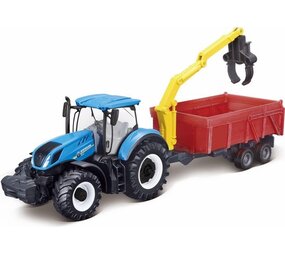 New Holland New Holland T7.315 Tractor + Crane + Trailer - 1:50 - Bburago New Holland New Holland T7.315 Tractor + Crane + Trailer - 1:50 - Bburago