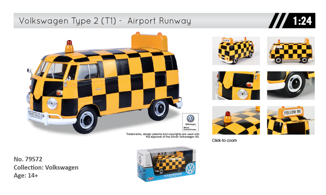 Volkswagen Volkswagen T1 (Type 2) Delivery Van Airport Runway - 1:24 - Motor Max