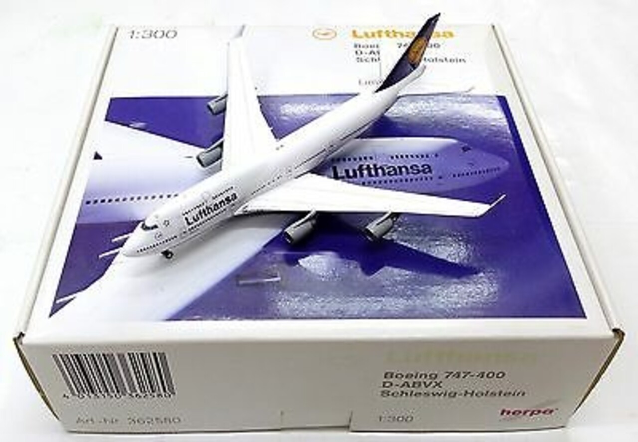 Boeing Boeing 747-400 D-ABVX Schleswig-Holstein 'Lufthansa' - 1:300 - Herpa Boeing Boeing 747-400 D-ABVX Schleswig-Holstein 'Lufthansa' - 1:300 - Herpa