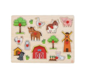 Houten Knopjes Puzzel Boerderij - 12 onderdelen