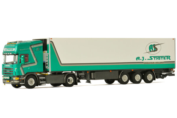 Scania Scania R4 Topline 4x2 + Reefer Semitrailer 3 Axle A.J.Stigter Transport' - 1:50 - WSI Models Scania Scania R4 Topline 4x2 + Reefer Semitrailer 3 Axle A.J.Stigter Transport' - 1:50 - WSI Models