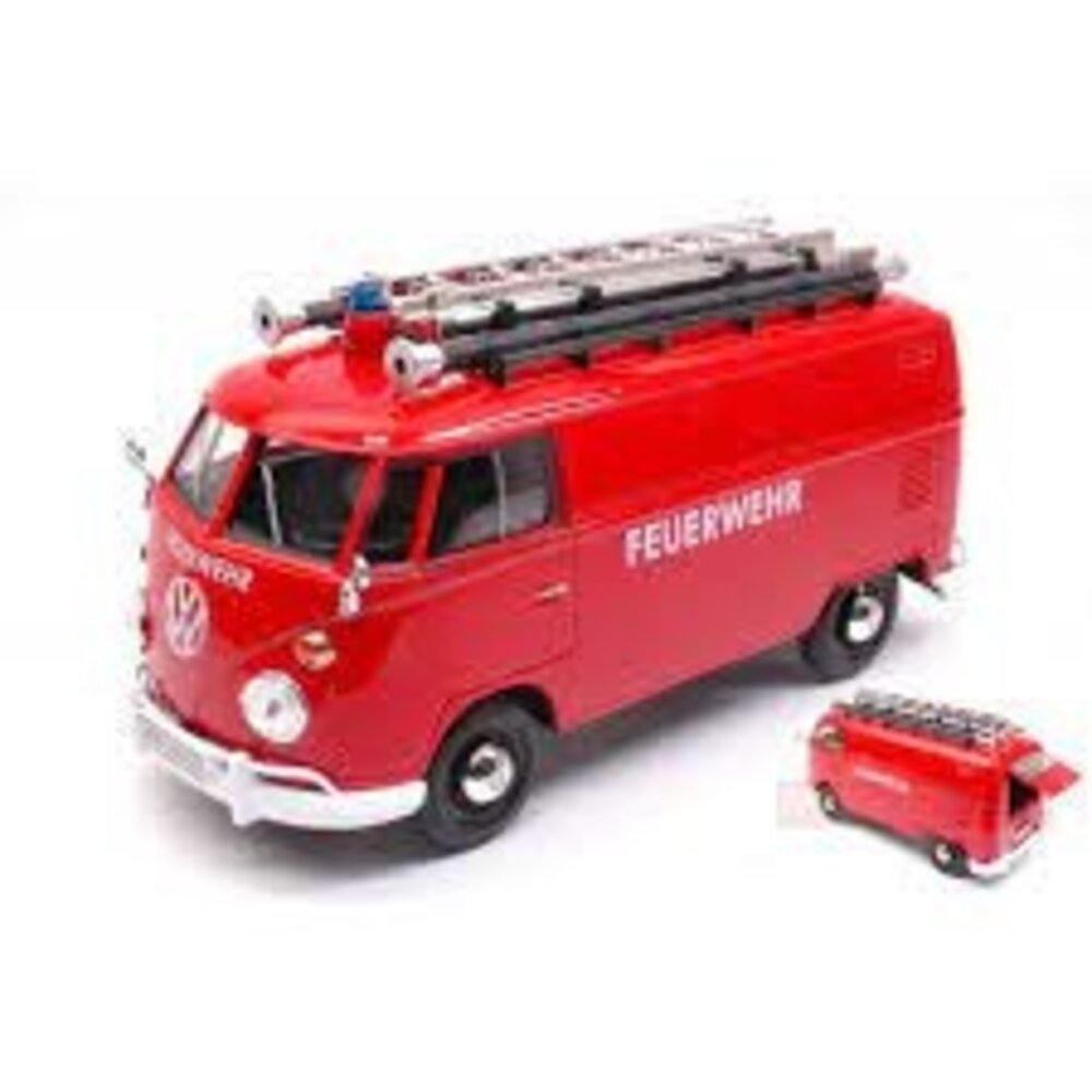 Volkswagen Volkswagen T1 (Type 2) Delivery Van 'Feuerwehr' + Ladder on Roof - 1:24 - Motor Max Volkswagen Volkswagen T1 (Type 2) Delivery Van 'Feuerwehr' + Ladder on Roof - 1:24 - Motor Max