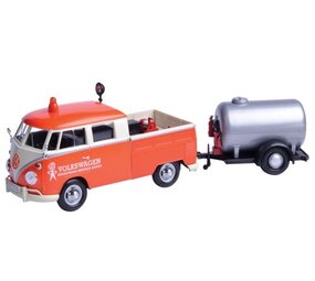 Volkswagen Volkswagen T1 (Type 2) Double Cab Road Service Pick-Up + Oil Tank Trailer 1962 - 1:24 - Motor Max Volkswagen Volkswagen T1 (Type 2) Double Cab Road Service Pick-Up + Oil Tank Trailer 1962 - 1:24 - Motor Max