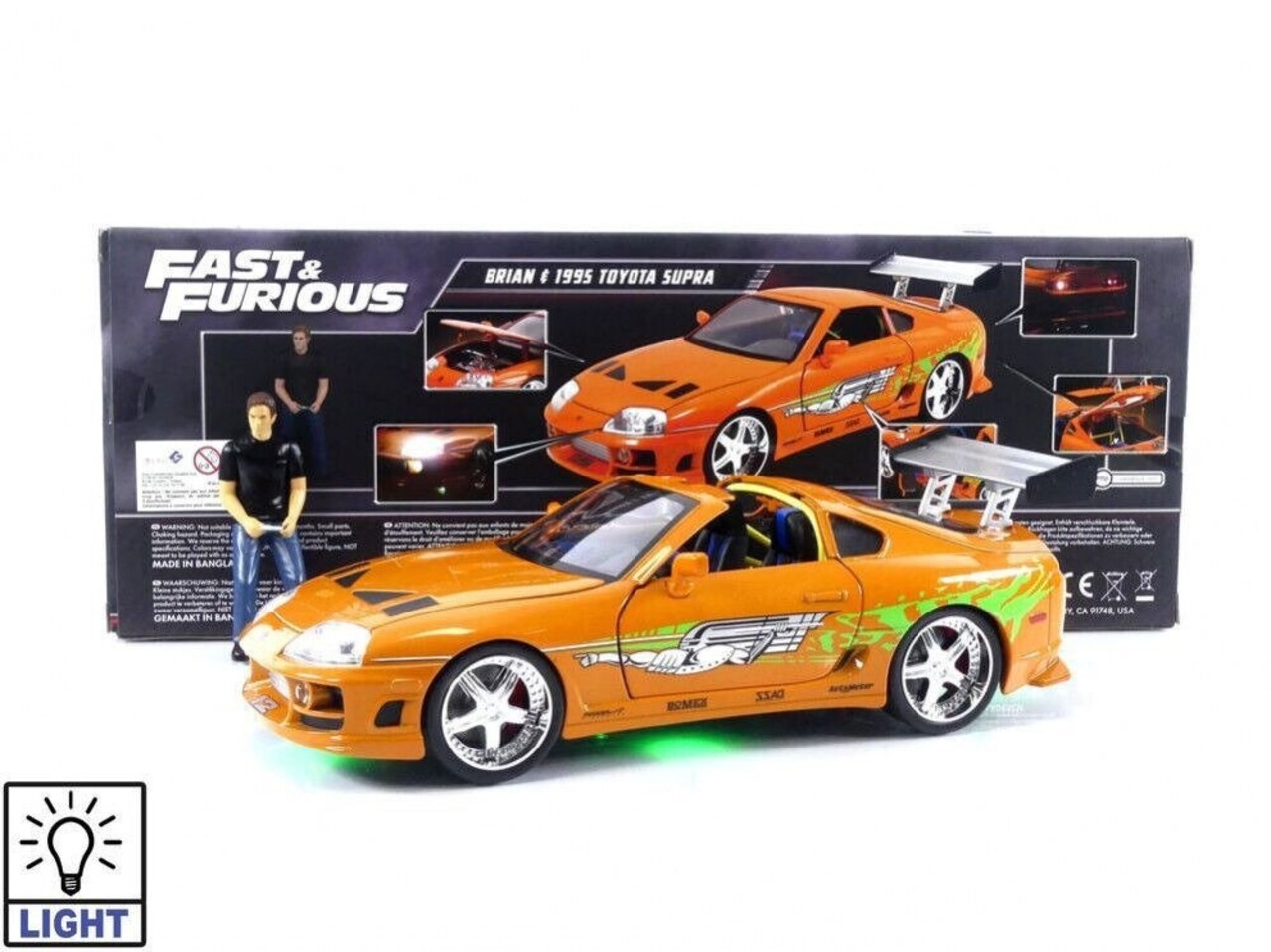 Movie Memorabilia Fast & Furious Toyota Supra 1995 (+ Brian Figure + Lights) - 1:18 - Jada Toys Movie Memorabilia Fast & Furious Toyota Supra 1995 (+ Brian Figure + Lights) - 1:18 - Jada Toys
