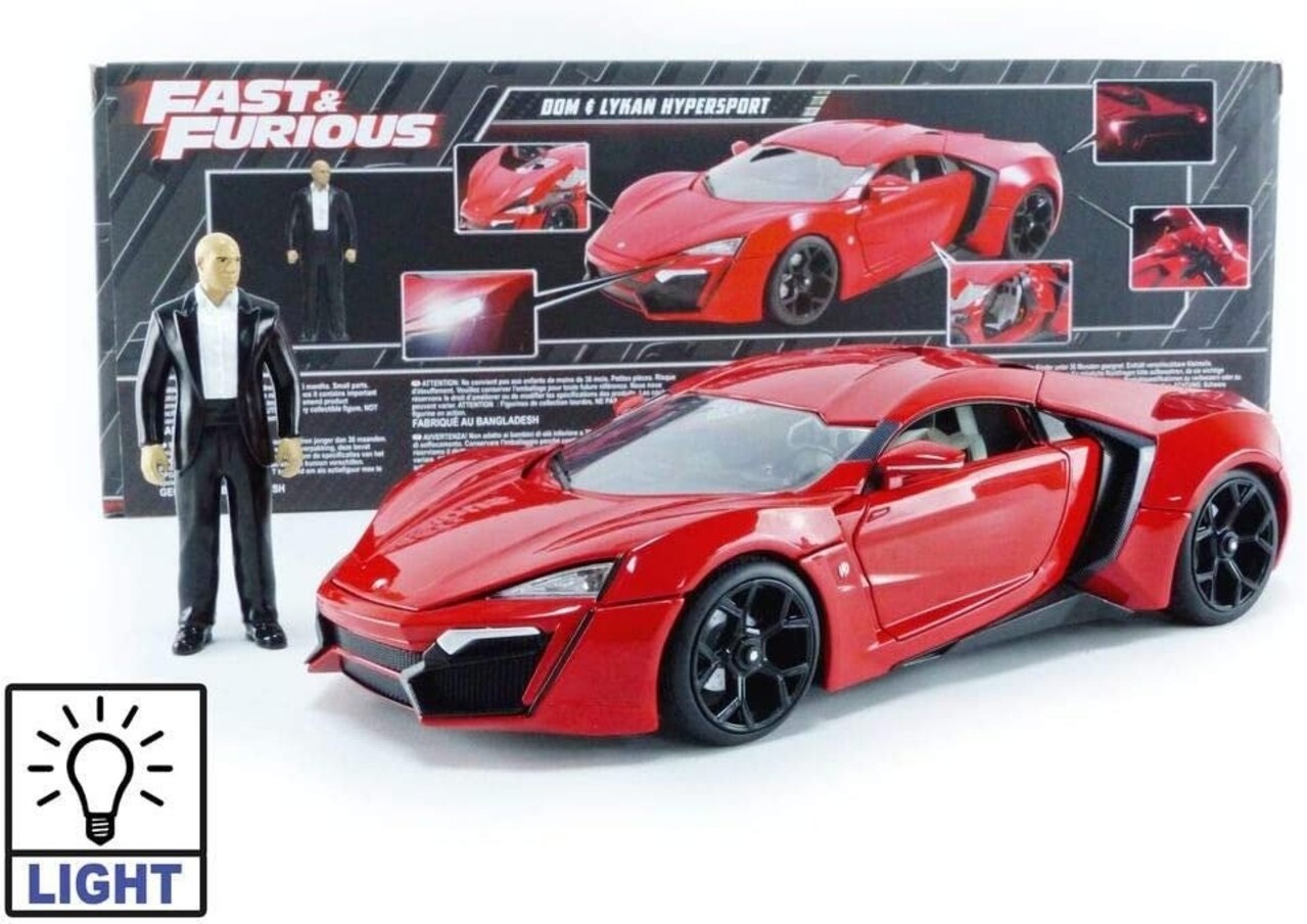 Movie Memorabilia Fast & Furious Lykan Hypersport (+ Dom Figure + Lights) - 1:18 - Jada Toys