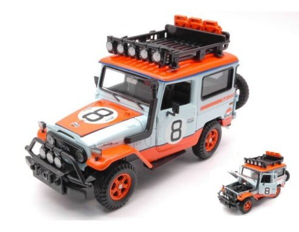 Toyota Toyota FJ40 Hard Top Off Road Version #8 + Roof Rack 'Gulf' 1974 - 1:24 - Motor Max