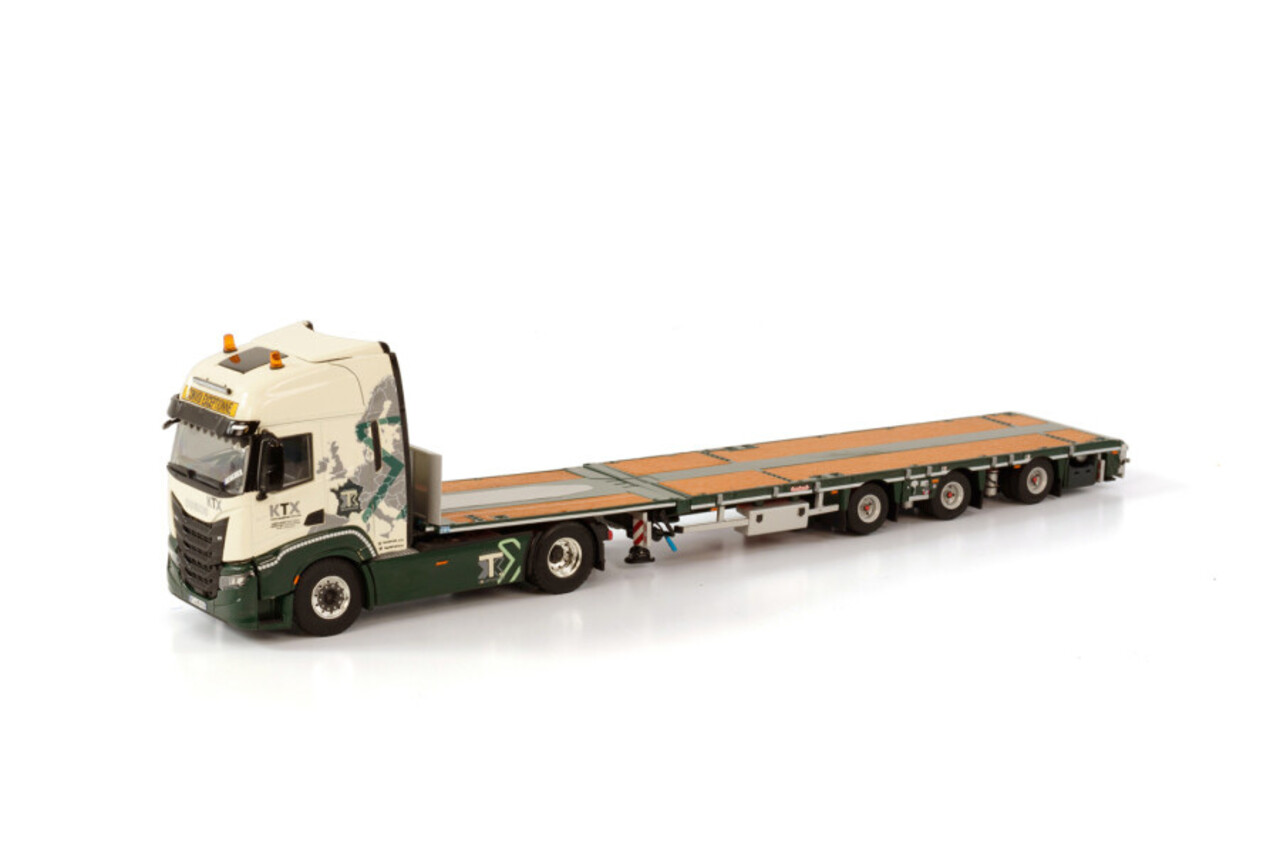 Iveco Iveco S-Way High 4x2 + Megatrailer Flatbed 3 Axle 'Transport KTX' - 1:50 - WSI Models