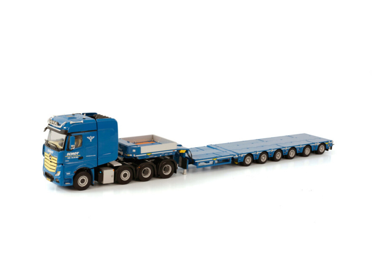 Mercedes-Benz Mercedes-Benz Actros MP4 SLT Big Space 8x4 + Semi Low Loader 6 Axle 'Schot'  - 1:50 - WSI Models