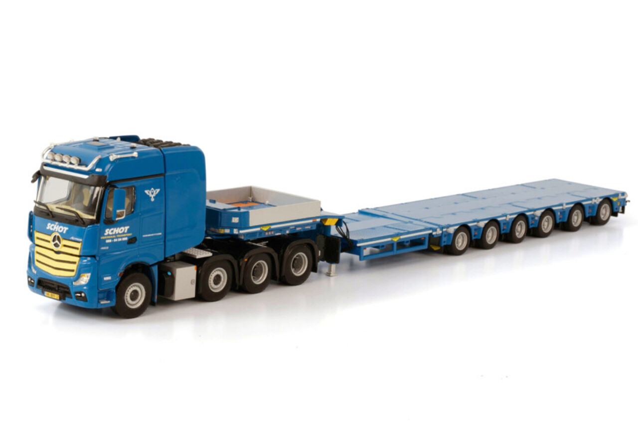 Mercedes-Benz Mercedes-Benz Actros MP4 SLT Big Space 8x4 + Semi Low Loader 6 Axle 'Schot'  - 1:50 - WSI Models