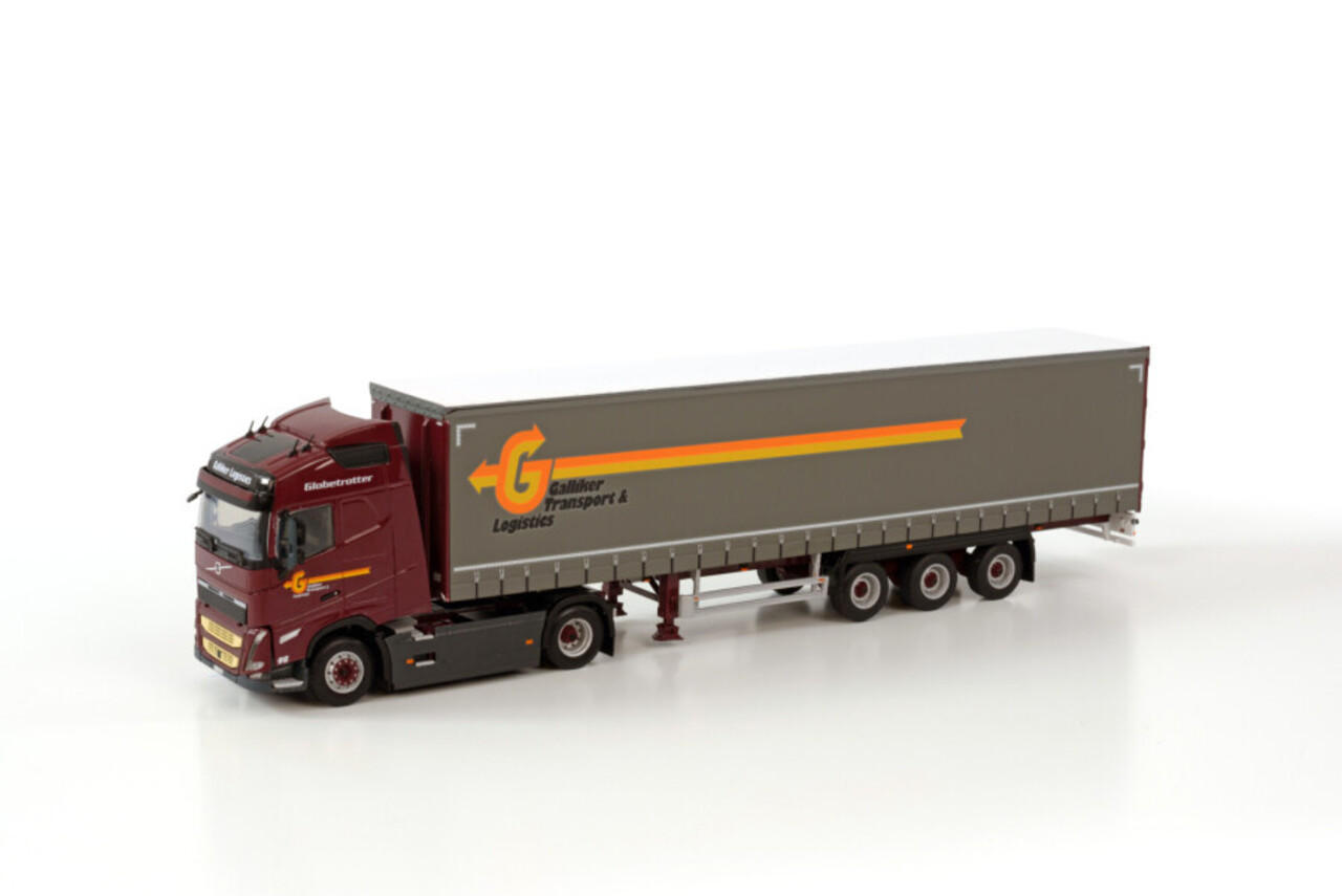 Volvo Volvo FH5 Globetrotter 4x2 + Curtainside Semi Trailer 3 Axle 'Galliker' - 1:50 - WSI Models Volvo Volvo FH5 Globetrotter 4x2 + Curtainside Semi Trailer 3 Axle 'Galliker' - 1:50 - WSI Models