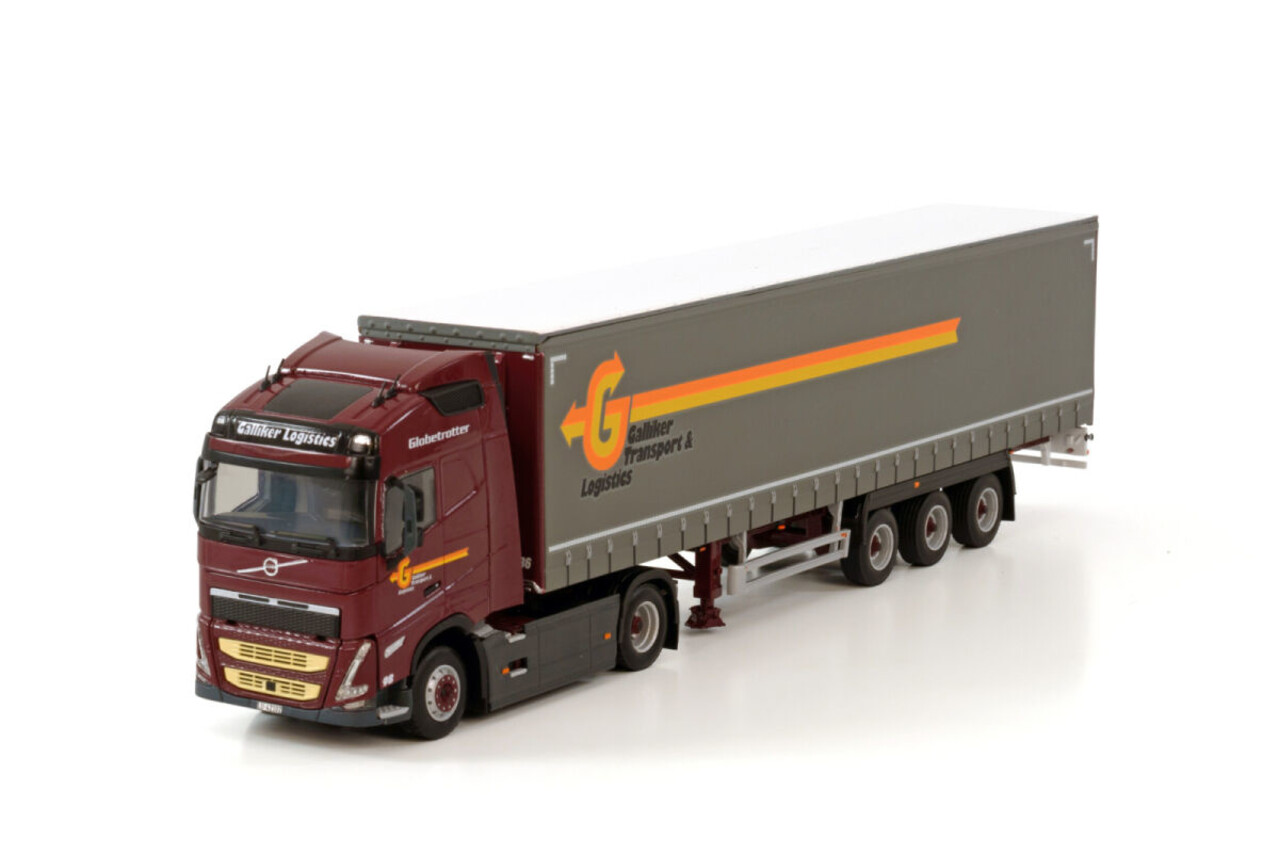 Volvo Volvo FH5 Globetrotter 4x2 + Curtainside Semi Trailer 3 Axle 'Galliker' - 1:50 - WSI Models Volvo Volvo FH5 Globetrotter 4x2 + Curtainside Semi Trailer 3 Axle 'Galliker' - 1:50 - WSI Models