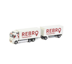 Volvo Volvo FH05 Globetrotter 6x2 Tag Axle Rigid Truck + Drawbar Box Trailer 2 Axle  'Rebro Transport'- 1:50 - WSI Models Volvo Volvo FH05 Globetrotter 6x2 Tag Axle Rigid Truck + Drawbar Box Trailer 2 Axle  'Rebro Transport'- 1:50 - WSI Models