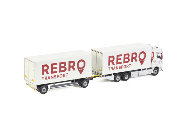 Volvo Volvo FH05 Globetrotter 6x2 Tag Axle Rigid Truck + Drawbar Box Trailer 2 Axle  'Rebro Transport'- 1:50 - WSI Models
