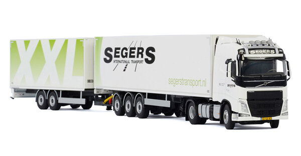 Volvo Volvo FH4 Globetrotter 4x2 + Box Semitrailer 3 Axle + Draw Bar Box Trailer 2 Axle 'Segers Transport'  - 1:50 - WSI Models