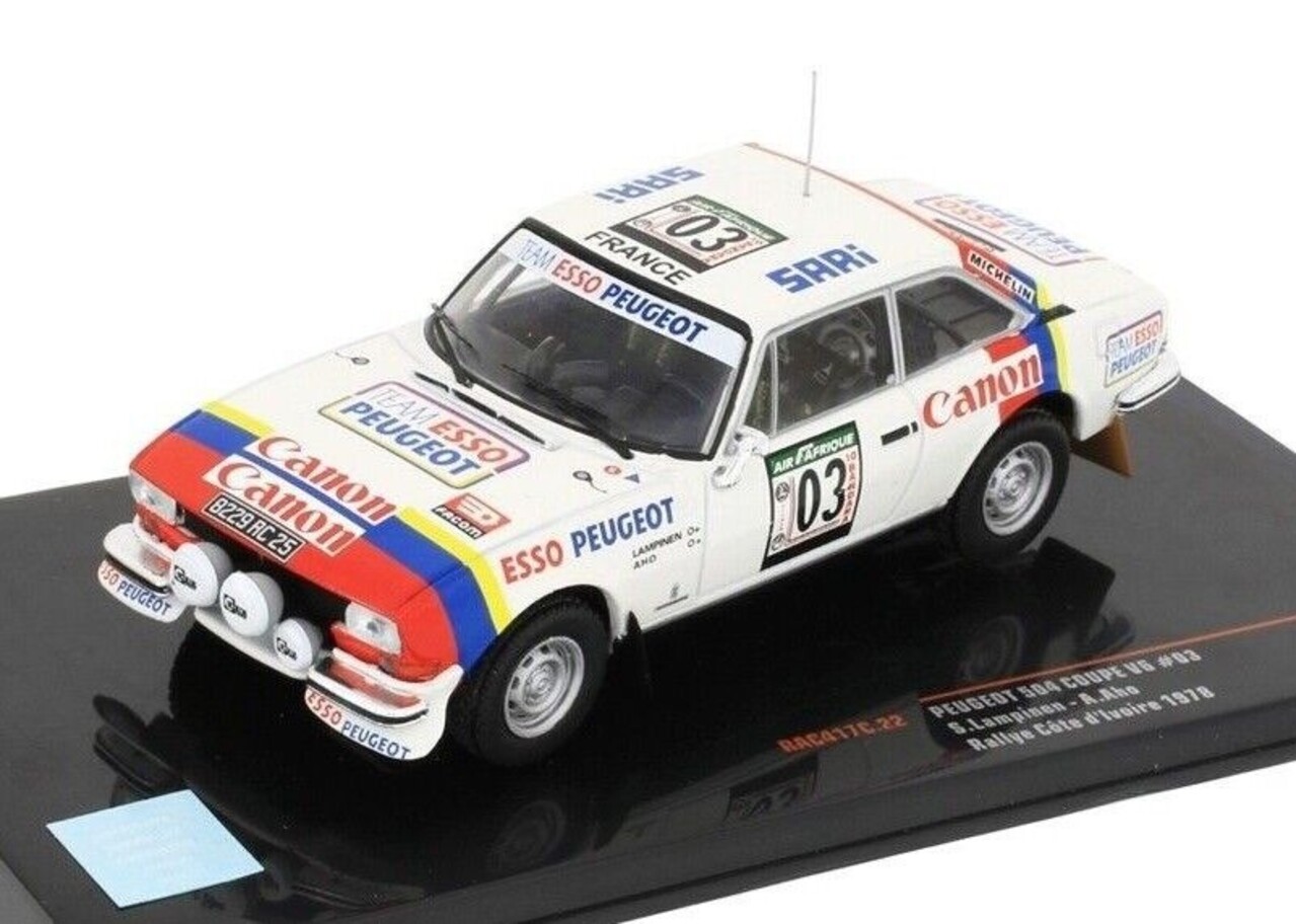 Peugeot Peugeot 504 Coupe V6 #3 Rally WM Rally Côte d'Ivoire 1978 - 1:43 - IXO Models Peugeot Peugeot 504 Coupe V6 #3 Rally WM Rally Côte d'Ivoire 1978 - 1:43 - IXO Models