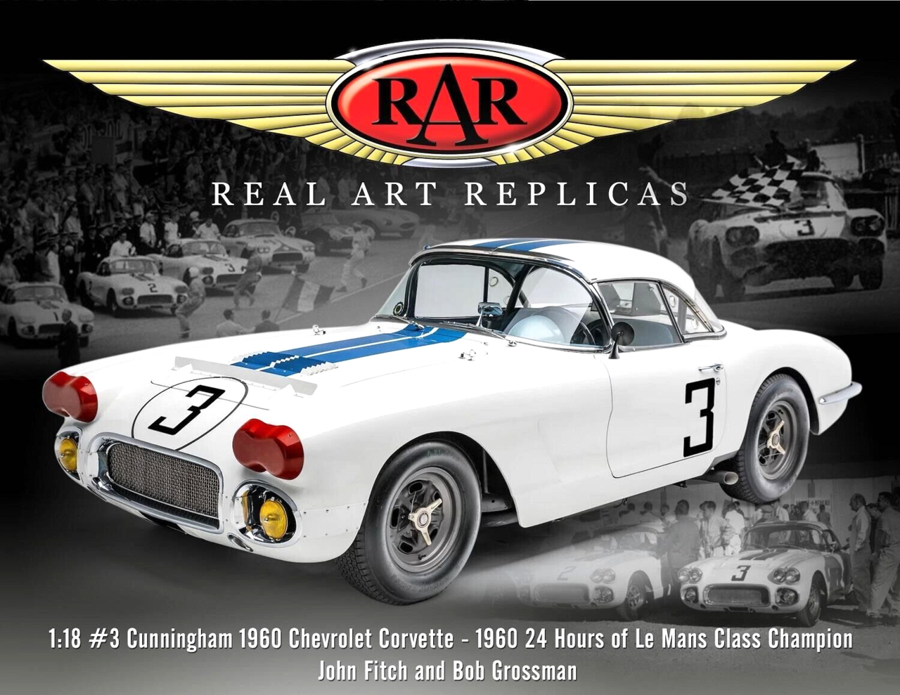 Chevrolet Chevrolet Corvette C1 Coupe 4.6L V8 #3 Team B.S.Cunningham Winner 24H Le Mans 1960 - 1:18 - ACME Chevrolet Chevrolet Corvette C1 Coupe 4.6L V8 #3 Team B.S.Cunningham Winner 24H Le Mans 1960 - 1:18 - ACME