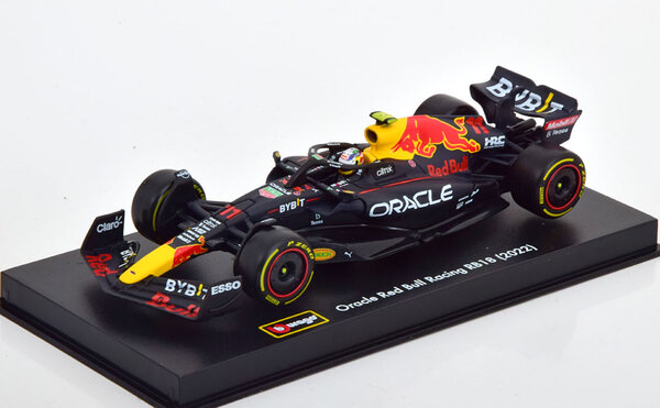 Formule 1 Red Bull RB18 #11 Team Oracle Season Car 2022 (S. Perez) + Helmet + Plastic Showcase - 1:43 - Bburago Formule 1 Red Bull RB18 #11 Team Oracle Season Car 2022 (S. Perez) + Helmet + Plastic Showcase - 1:43 - Bburago
