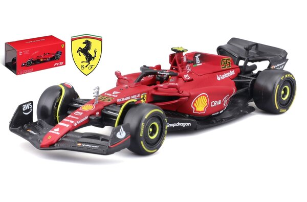 Formule 1 Ferrari F1-75 #55 Season Car 2022 + Pilot + Showcase (C.Sainz) - 1:43 - Bburago
