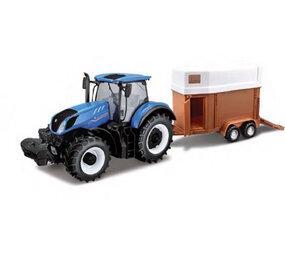 New Holland New Holland T7.315 Tractor + Livestock Trailer 2018 - 1:32 - Bburago New Holland New Holland T7.315 Tractor + Livestock Trailer 2018 - 1:32 - Bburago