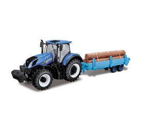 New Holland New Holland T7.315 Tractor + Logs of Wood Trailer 2018 - 1:32 - Bburago New Holland New Holland T7.315 Tractor + Logs of Wood Trailer 2018 - 1:32 - Bburago