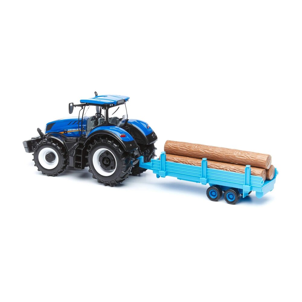New Holland New Holland T7.315 Tractor + Logs of Wood Trailer 2018 - 1:32 - Bburago