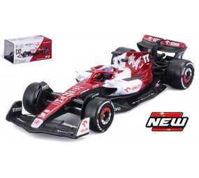 Formule 1 Alfa Romeo F1 C42 #77 Team Orlen Racing GP Bahrain 2022 (V.Bottas) + Helmet + Plastic Showcase - 1:43 - Bburago Formule 1 Alfa Romeo F1 C42 #77 Team Orlen Racing GP Bahrain 2022 (V.Bottas) + Helmet + Plastic Showcase - 1:43 - Bburago