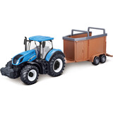 New Holland New Holland T7.315 Tractor + Livestock Trailer - 1:50 - Bburago New Holland New Holland T7.315 Tractor + Livestock Trailer - 1:50 - Bburago
