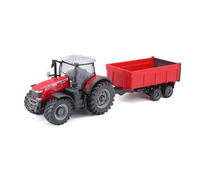 Massey Ferguson Massey Ferguson 8740S Tractor + Tipping Trailer - 1:50 - Bburago Massey Ferguson Massey Ferguson 8740S Tractor + Tipping Trailer - 1:50 - Bburago