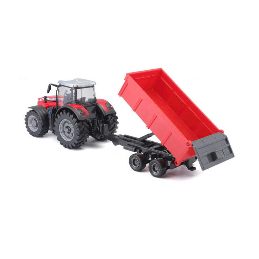 Massey Ferguson Massey Ferguson 8740S Tractor + Tipping Trailer - 1:50 - Bburago Massey Ferguson Massey Ferguson 8740S Tractor + Tipping Trailer - 1:50 - Bburago