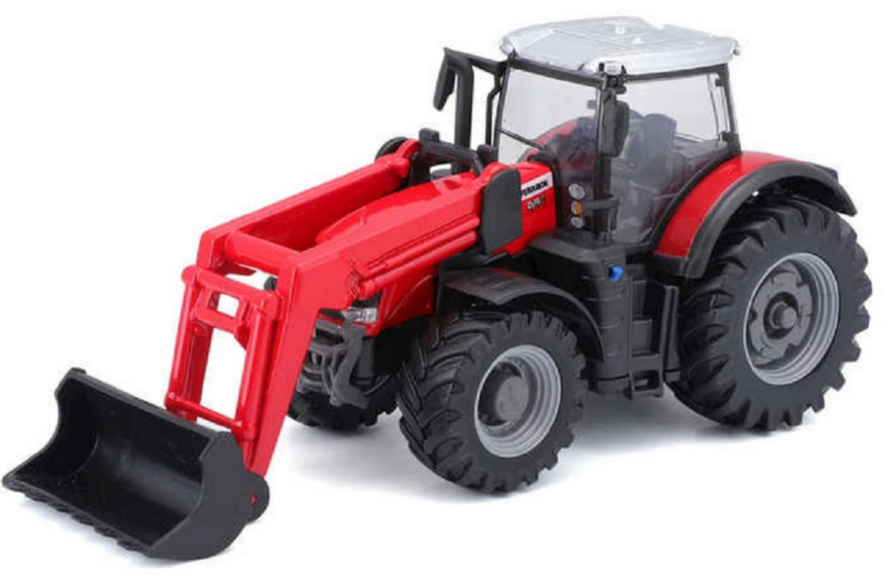 Massey Ferguson Massey Ferguson 8740S Tractor + Front Scraper / Loader - 1:50 - Bburago Massey Ferguson Massey Ferguson 8740S Tractor + Front Scraper / Loader - 1:50 - Bburago