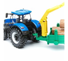 New Holland New Holland T7.315 Tractor + Logging Crane + Trailer - 1:50 - Bburago New Holland New Holland T7.315 Tractor + Logging Crane + Trailer - 1:50 - Bburago