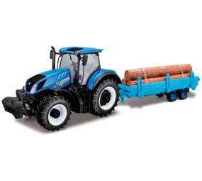 New Holland New Holland T7HD Tractor + Logging Transport Trailer - 1:32 - Bburago New Holland New Holland T7HD Tractor + Logging Transport Trailer - 1:32 - Bburago
