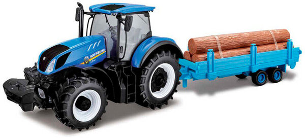 New Holland New Holland T7HD Tractor + Logging Transport Trailer - 1:32 - Bburago