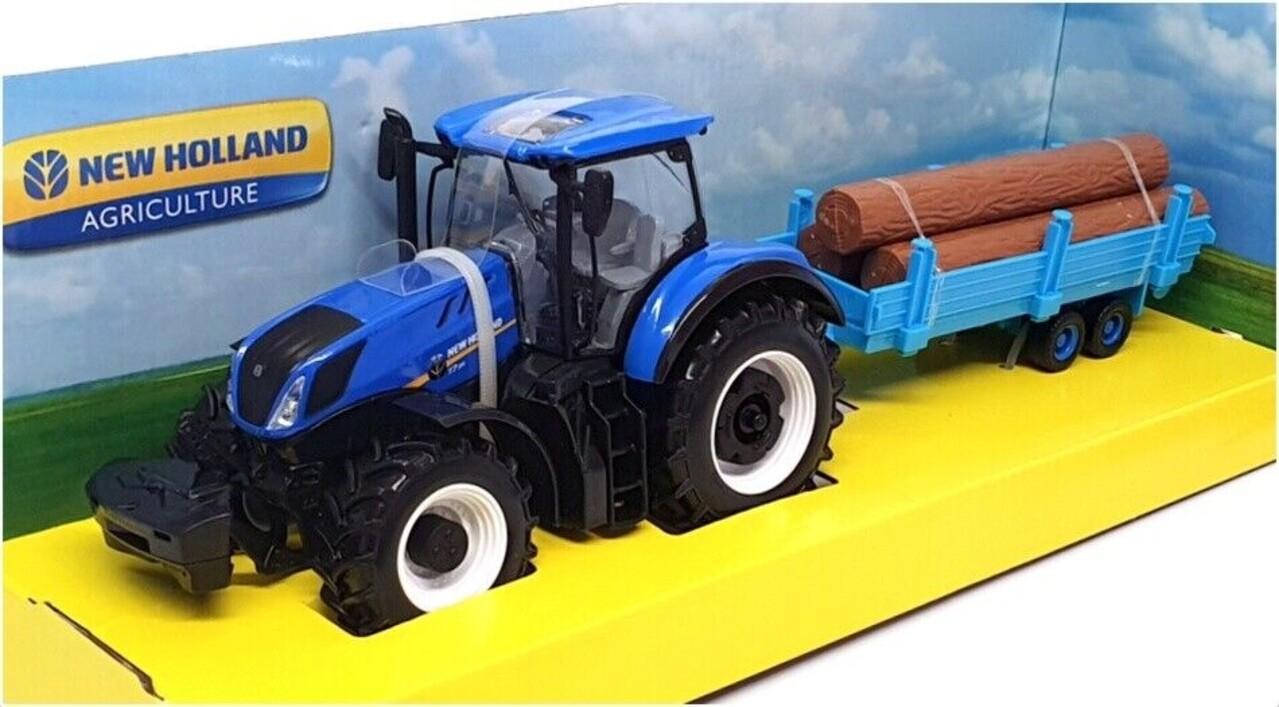 New Holland New Holland T7HD Tractor + Logging Transport Trailer - 1:32 - Bburago