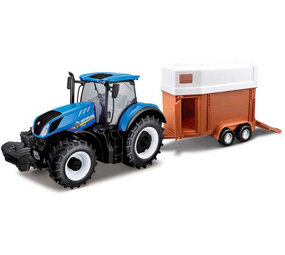New Holland New Holland T7000 Tractor + Horse Trailer - 1:32 - Bburago New Holland New Holland T7000 Tractor + Horse Trailer - 1:32 - Bburago