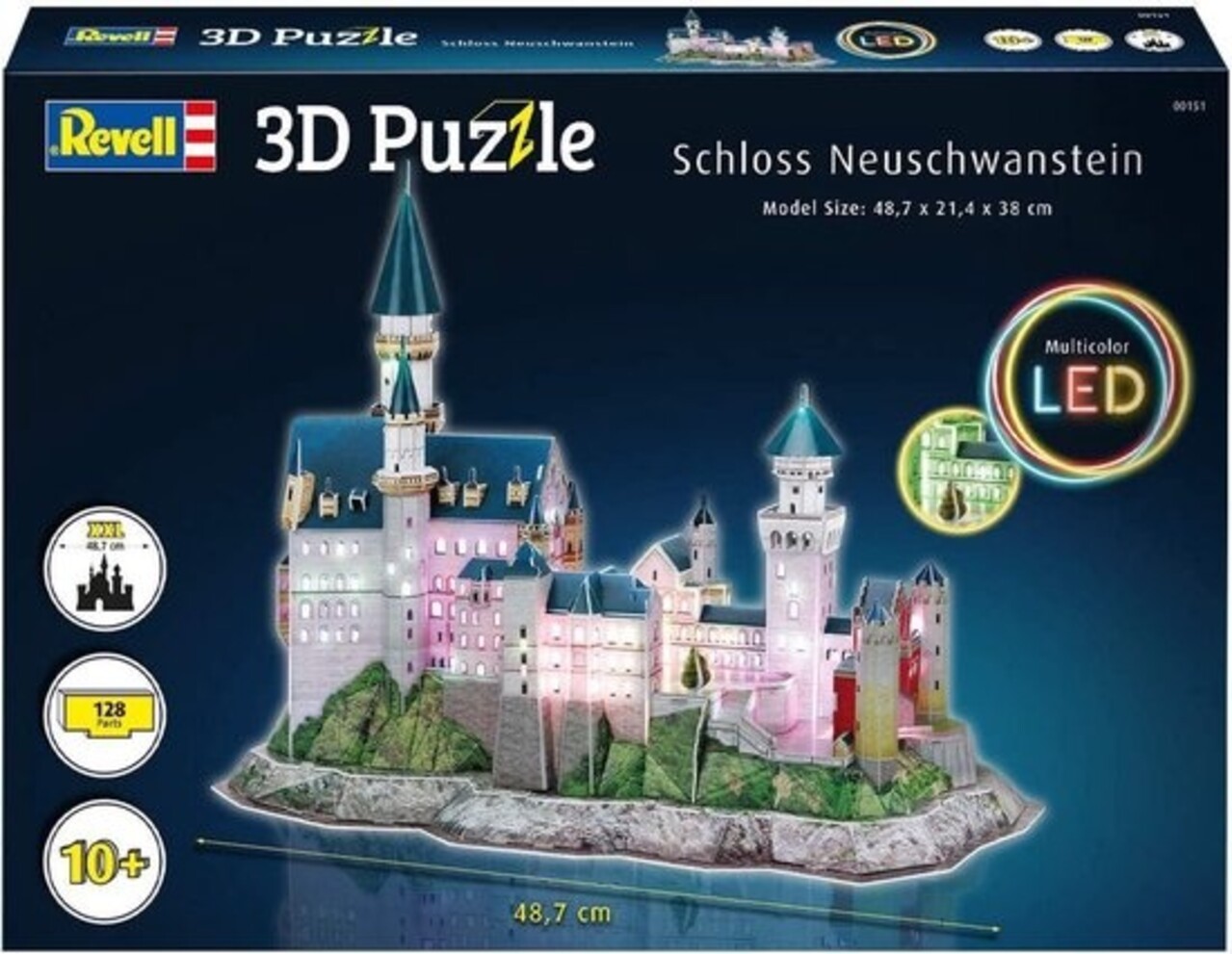 3D Puzzle Schloss Neuschwanstein (128 Parts) + Multicolor LED - Revell