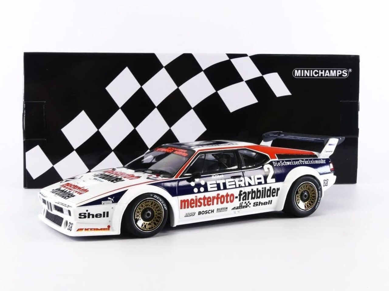 BMW BMW M1 Schnitzer-Eterna Meisterphoto-Team #2 Winner Zolder 1982 - 1:18 - Minichamps BMW BMW M1 Schnitzer-Eterna Meisterphoto-Team #2 Winner Zolder 1982 - 1:18 - Minichamps