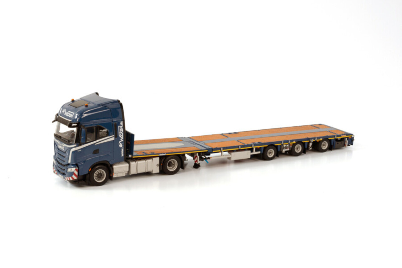 Iveco Iveco S-Way AS High 4x2 + Extendable Megatrailer Flatbed 3 Axle 'Wocken' - 1:50 - WSI Models
