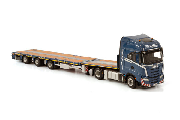 Iveco Iveco S-Way AS High 4x2 + Extendable Megatrailer Flatbed 3 Axle 'Wocken' - 1:50 - WSI Models