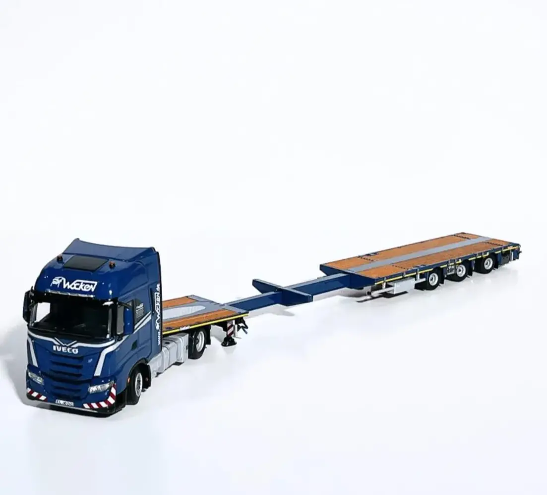 Iveco Iveco S-Way AS High 4x2 + Extendable Megatrailer Flatbed 3 Axle 'Wocken' - 1:50 - WSI Models