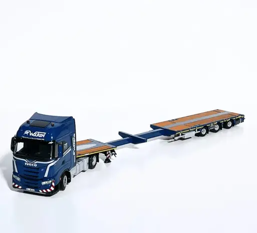 Iveco Iveco S-Way AS High 4x2 + Extendable Megatrailer Flatbed 3 Axle 'Wocken' - 1:50 - WSI Models
