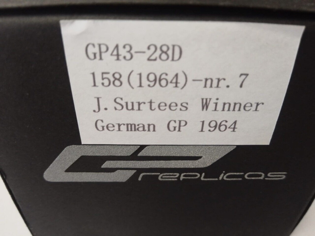 Formule 1 Ferrari 158 #7 Scuderia Ferrari Winner GP Germany 1964 John Surtees World Champion - 1:43 - GP Replicas Formule 1 Ferrari 158 #7 Scuderia Ferrari Winner GP Germany 1964 John Surtees World Champion - 1:43 - GP Replicas