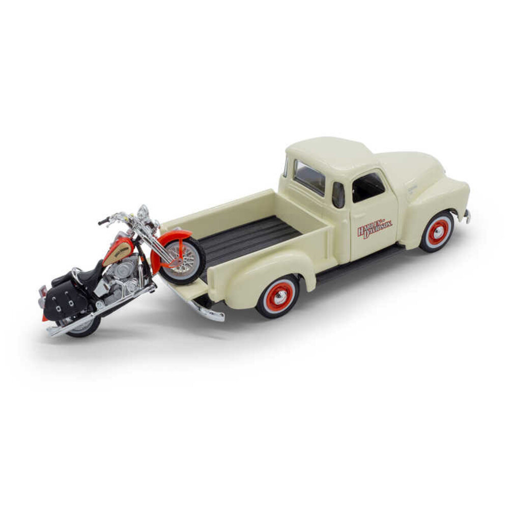 Chevrolet Chevrolet 3100 1950 + Harley-Davidson FLSTS Heritage Springer 2001 - 1:24 - Maisto