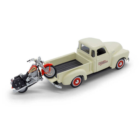 Chevrolet Chevrolet 3100 1950 + Harley-Davidson FLSTS Heritage Springer 2001 - 1:24 - Maisto