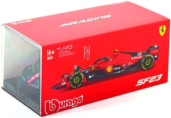 Formule 1 Ferrari SF-23 #55 Team Scuderia Ferrari Season 2023 (C.Sainz) + Pilot + Showcase - 1:43 - Bburago
