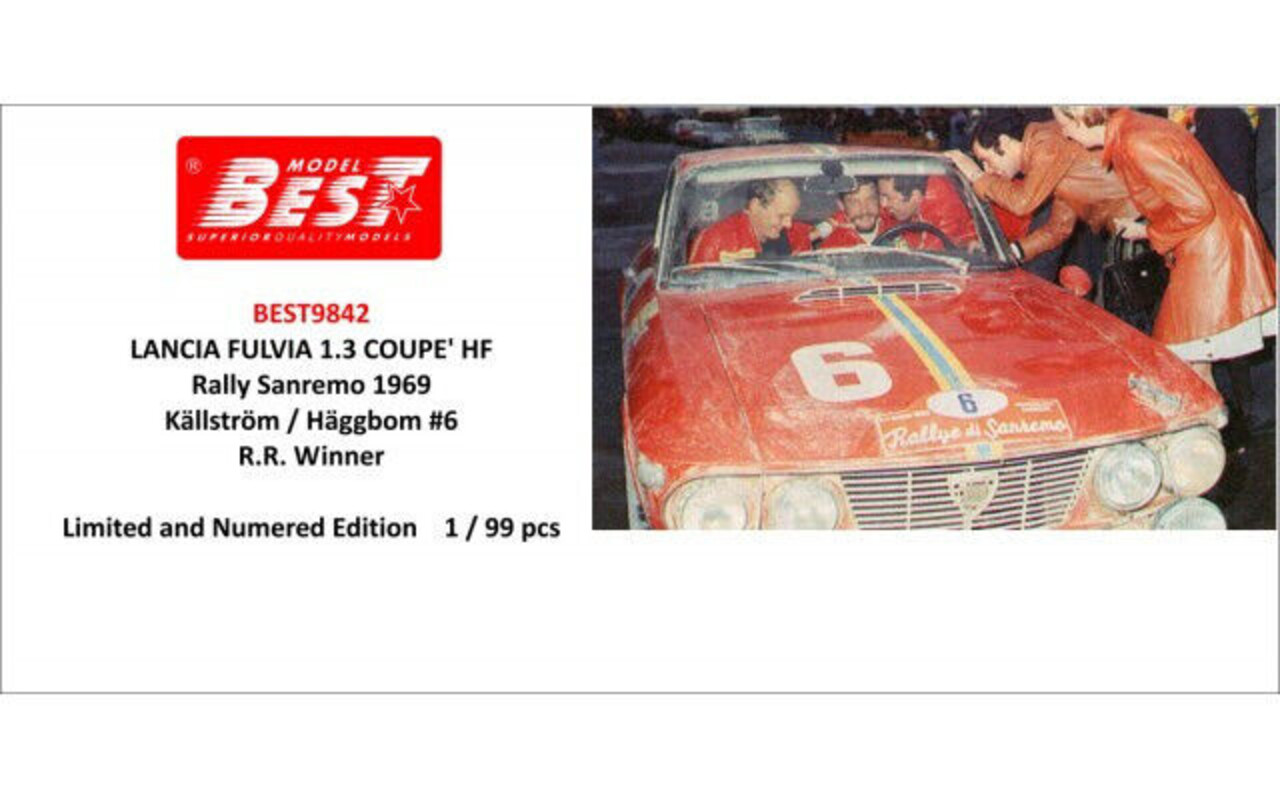 Lancia Lancia Fulvia1.3  Coupe HF #6 Winner Rally San Remo (Italy) 1969 - 1:43 - Best Model Lancia Lancia Fulvia1.3  Coupe HF #6 Winner Rally San Remo (Italy) 1969 - 1:43 - Best Model