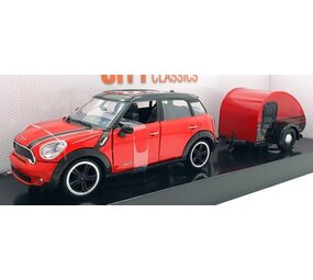 Mini Mini Cooper S Countryman + Camper Trailer - 1:24 - Motor Max Mini Mini Cooper S Countryman + Camper Trailer - 1:24 - Motor Max