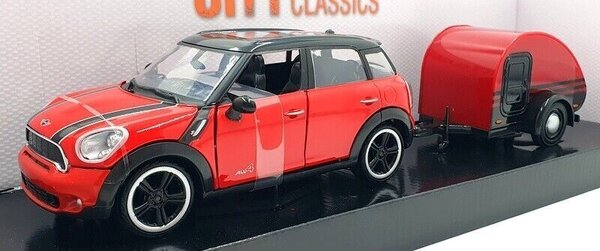 Mini Mini Cooper S Countryman + Camper Trailer - 1:24 - Motor Max
